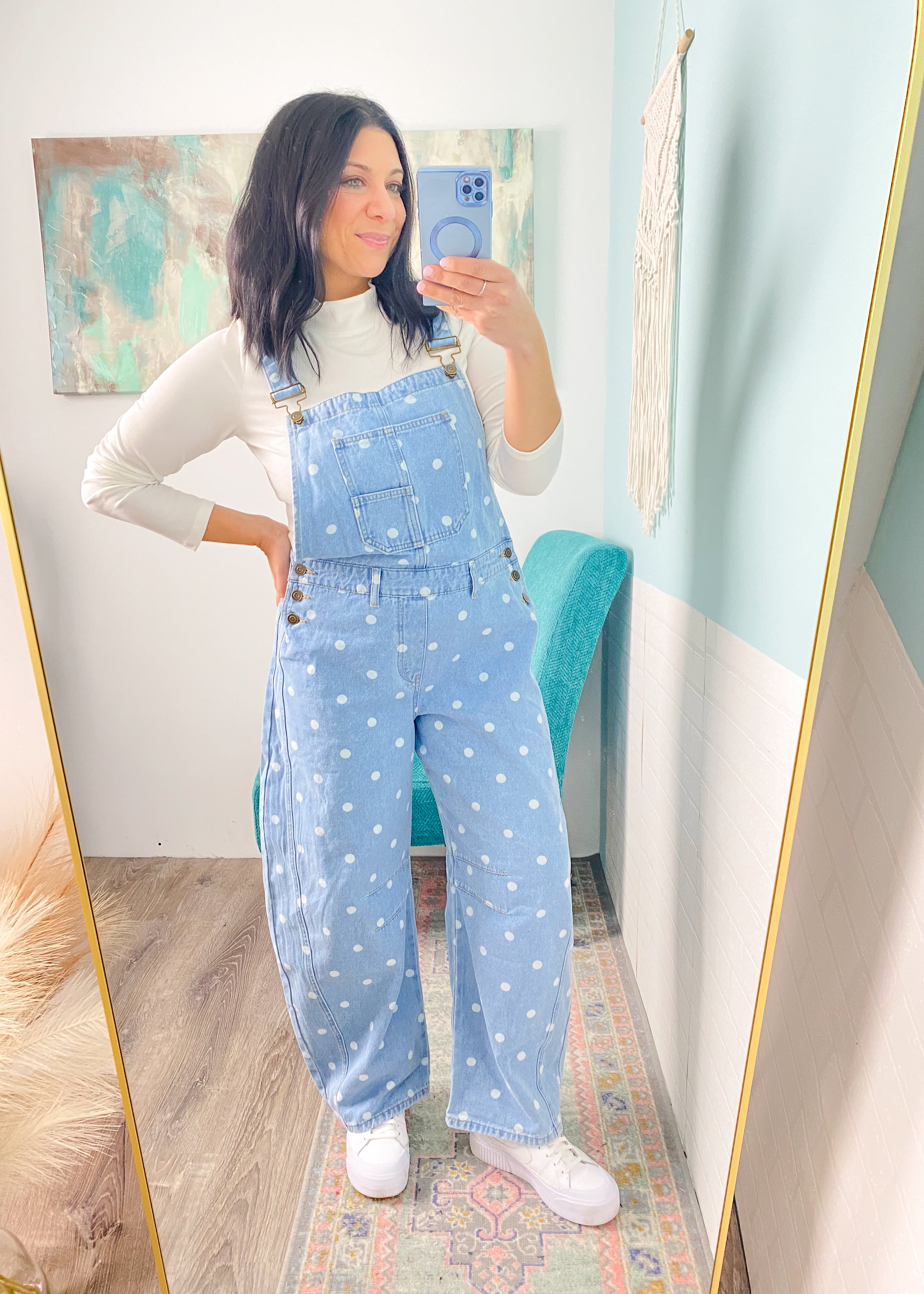 'Spot On' Polka Dot Barrel Jean Overalls