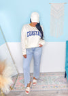 'Coastal' Vintage White Ultra Cozy Sweatshirt-**CUSTOMER FAVORITE BRAND** Time and time again, these ultra cozy sweatshirts are a customer fav for good reason! Get into the Coastal state of mind with this cozy sweatshirt.-Cali Moon Boutique, Plainville Connecticut