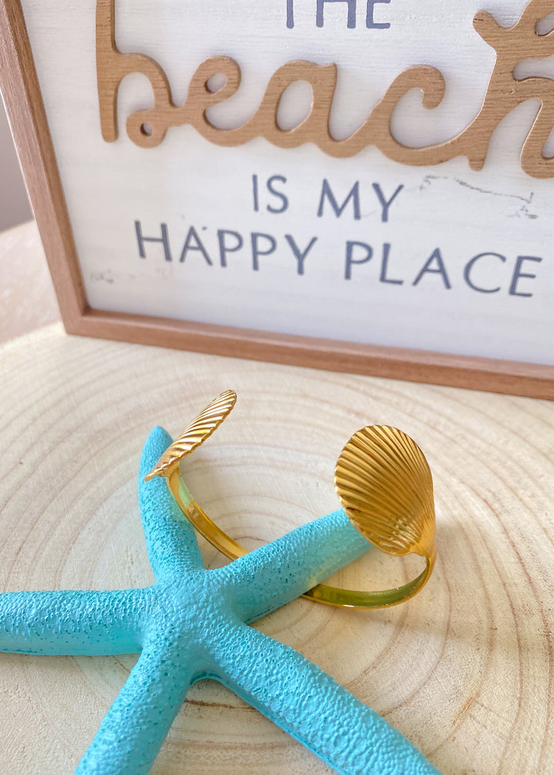 Double Shell Water Resistant Cuff Bracelet-Double Shell Water Resistant Cuff Bracelet-Cali Moon Boutique, Plainville Connecticut