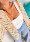 'The Cove' Taupe Oversized Soft Crochet Open Knit Cardigan - Cali Moon Boutique