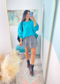 Black and White Gingham Ruffle Skirt