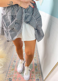 Black and White Gingham Ruffle Skirt
