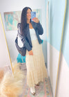 'Whispering Waves' Cream Lace Smocked Waist Tiered Maxi Skirt - Cali Moon Boutique