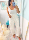 risen brand cream tapered slouchy jeans