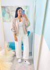 risen brand cream tapered slouchy jeans