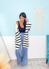 'Dockside' Ivory/Black Striped Open Cardigan - Cali Moon Boutique