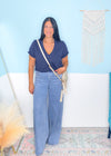 Navy Blue Slouchy V-Neck Tee Shirt