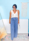 Oatmeal Tie Strap Linen Top with Button Up Back