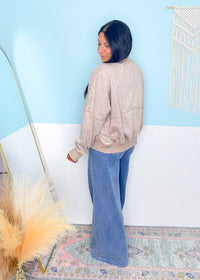 Ash Mocha Acid Washed Fleece Lined Bomber Jacket