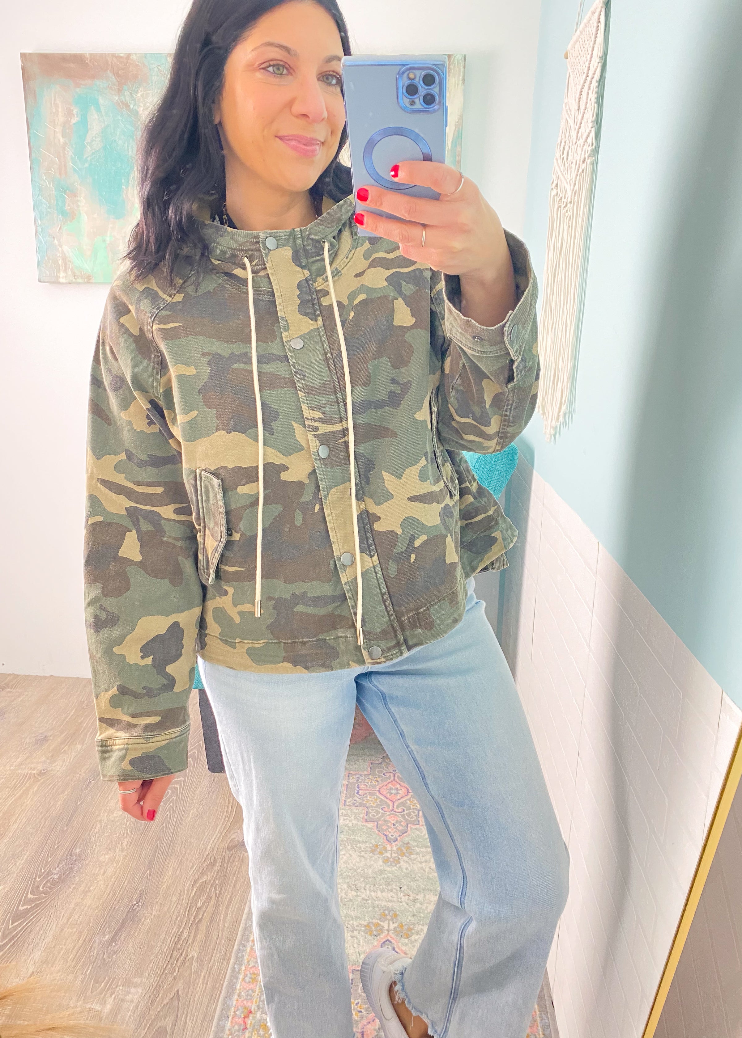 'Off Duty' Risen Camo Twill Jacket with Hood