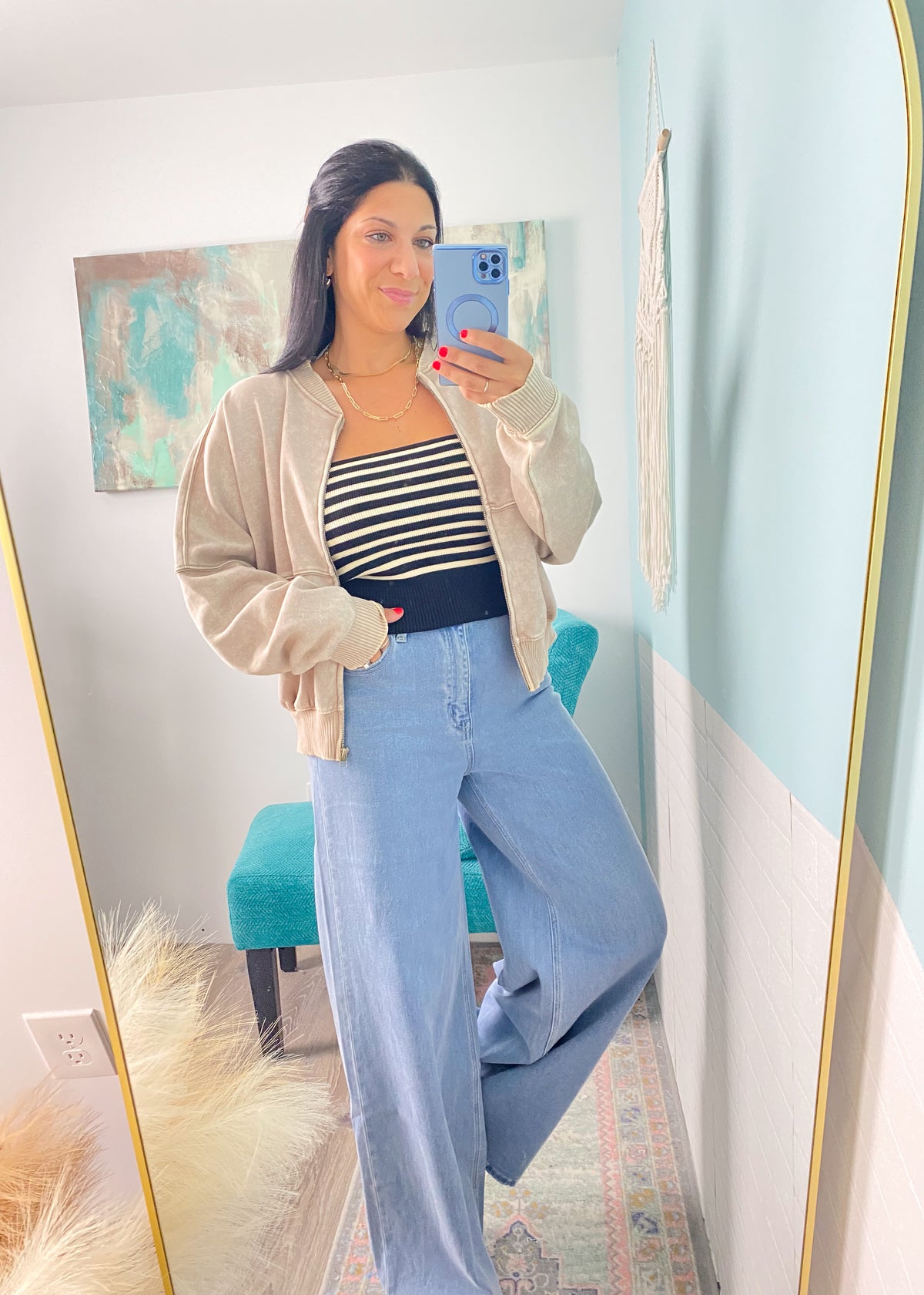 Black and Cream Stripe Ribbed Knit Tube Top