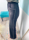 'Rebel Noir' Vervet High Rise Washed Black Studded Wide Leg Jeans - Cali Moon Boutique