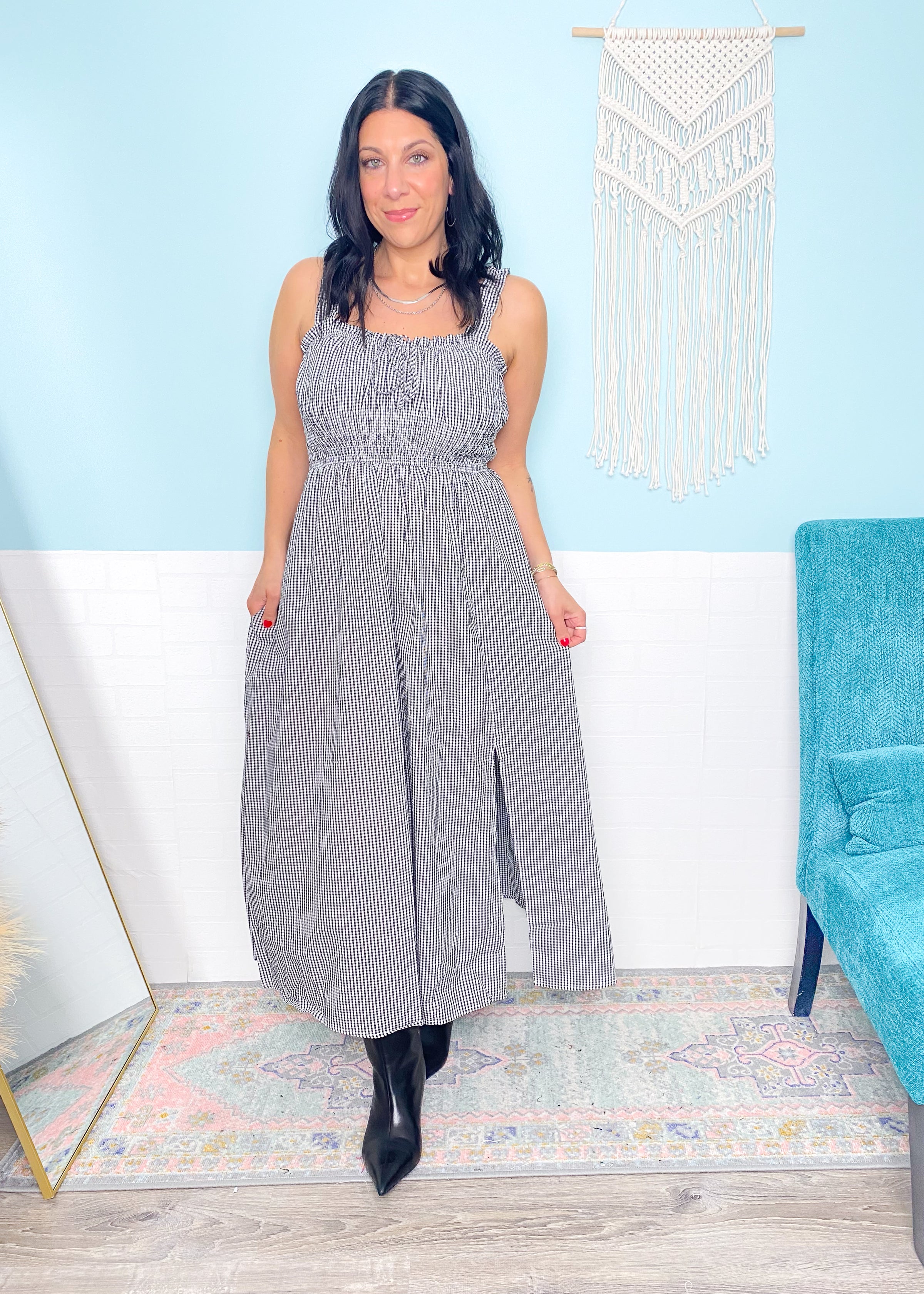 check print midi dress Barbour Ashwell Midi Dress - Multi Gingham