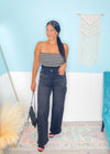 'Rebel Noir' Vervet High Rise Washed Black Studded Wide Leg Jeans - Cali Moon Boutique
