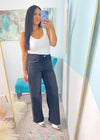 'Rebel Noir' Vervet High Rise Washed Black Studded Wide Leg Jeans - Cali Moon Boutique