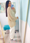 'The Cove' Taupe Oversized Soft Crochet Open Knit Cardigan - Cali Moon Boutique