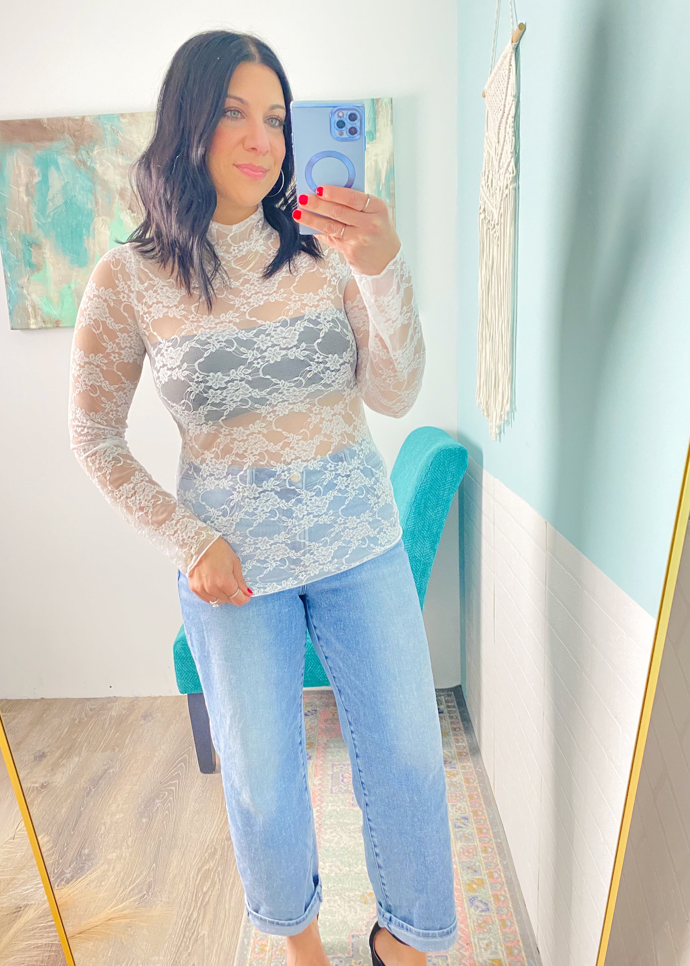 'Delicate Love' White Sheer Lace Top