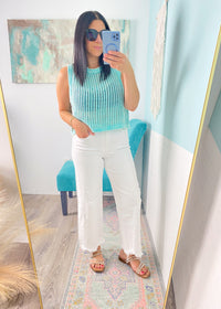 'Jackie' Vervet White Raw Hem Ankle Jeans