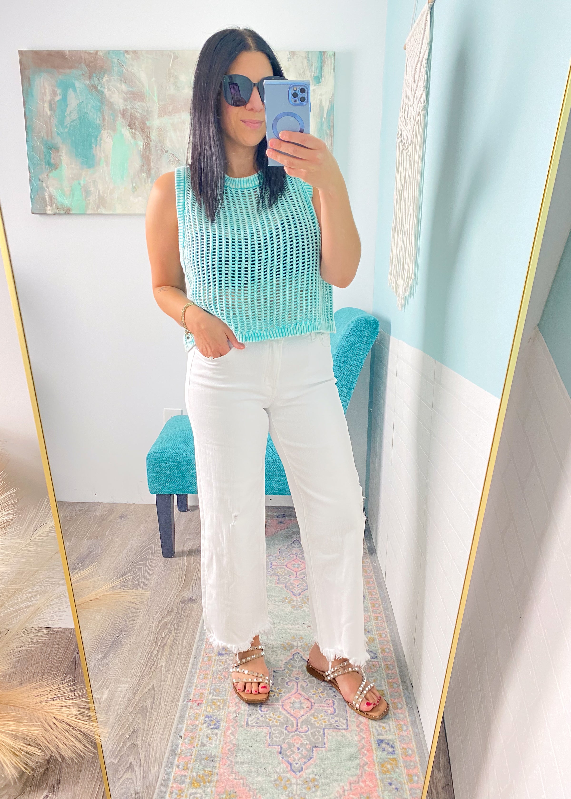 'Jackie' Vervet White Raw Hem Ankle Jeans