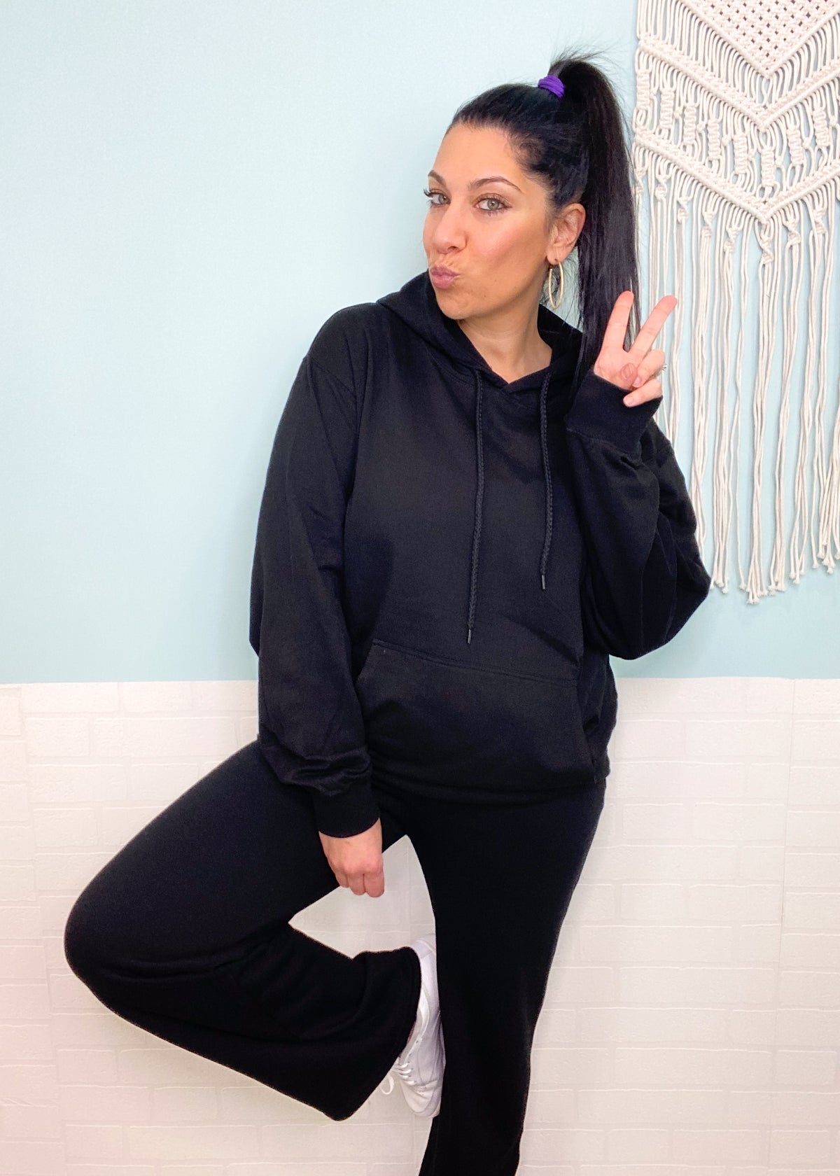 'Tavi' Black French Terry Boyfriend Fit Hoodie-A must have! An oversized and relaxed french terry hoodie for casual days. Pair with sweatpants, jeans or leggings! -Cali Moon Boutique, Plainville Connecticut