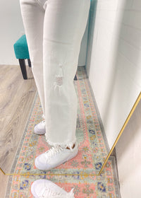 'Jackie' Vervet White Raw Hem Ankle Jeans