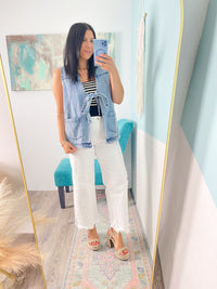 'Jackie' Vervet White Raw Hem Ankle Jeans