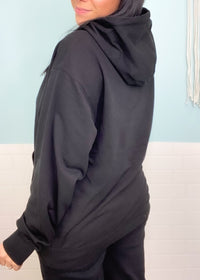 'Tavi' Black French Terry Boyfriend Fit Hoodie - Cali Moon Boutique