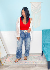 'Poppy' Paisley Printed Drawstring Jeans