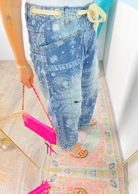 'Poppy' Paisley Printed Drawstring Jeans