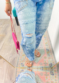 'Poppy' Paisley Printed Drawstring Jeans
