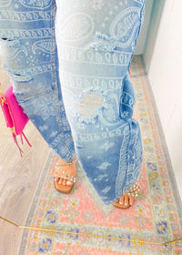 'Poppy' Paisley Printed Drawstring Jeans