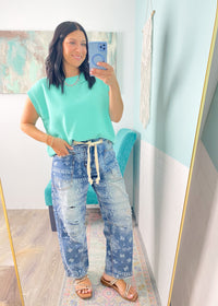 'Poppy' Paisley Printed Drawstring Jeans