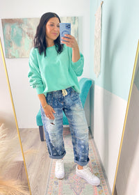 'Poppy' Paisley Printed Drawstring Jeans