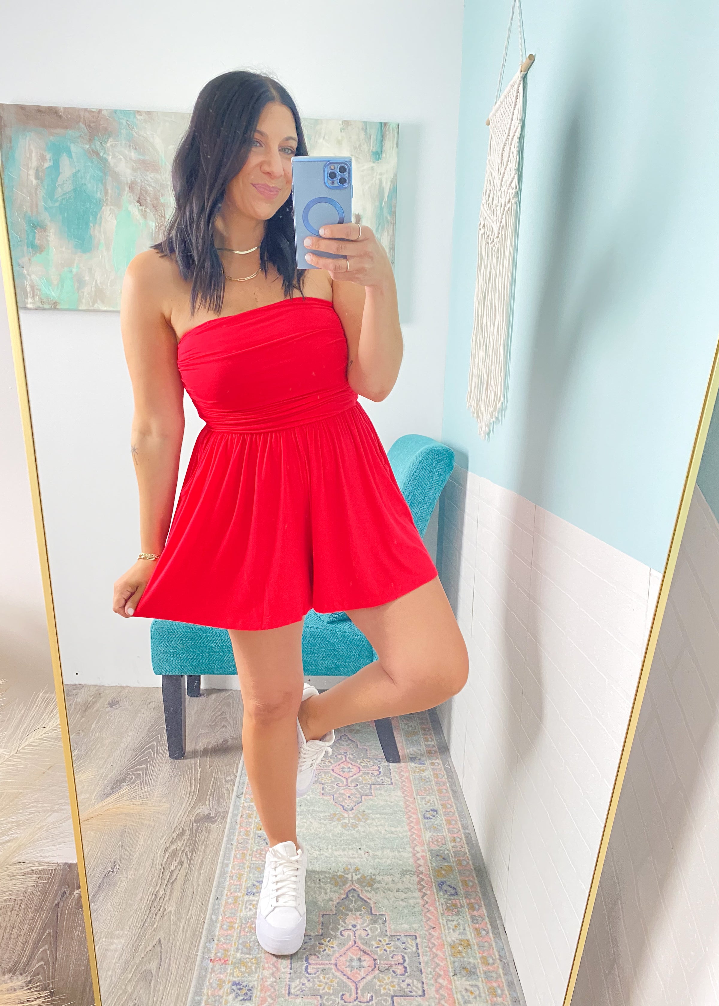 'Always Booked' Ruby Red Strapless Romper