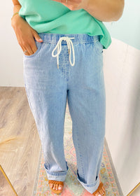 'Easy Does It' Soft Cotton Drawstring Jeans