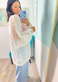 'The Cove' Ivory Oversized Soft Crochet Cardigan
