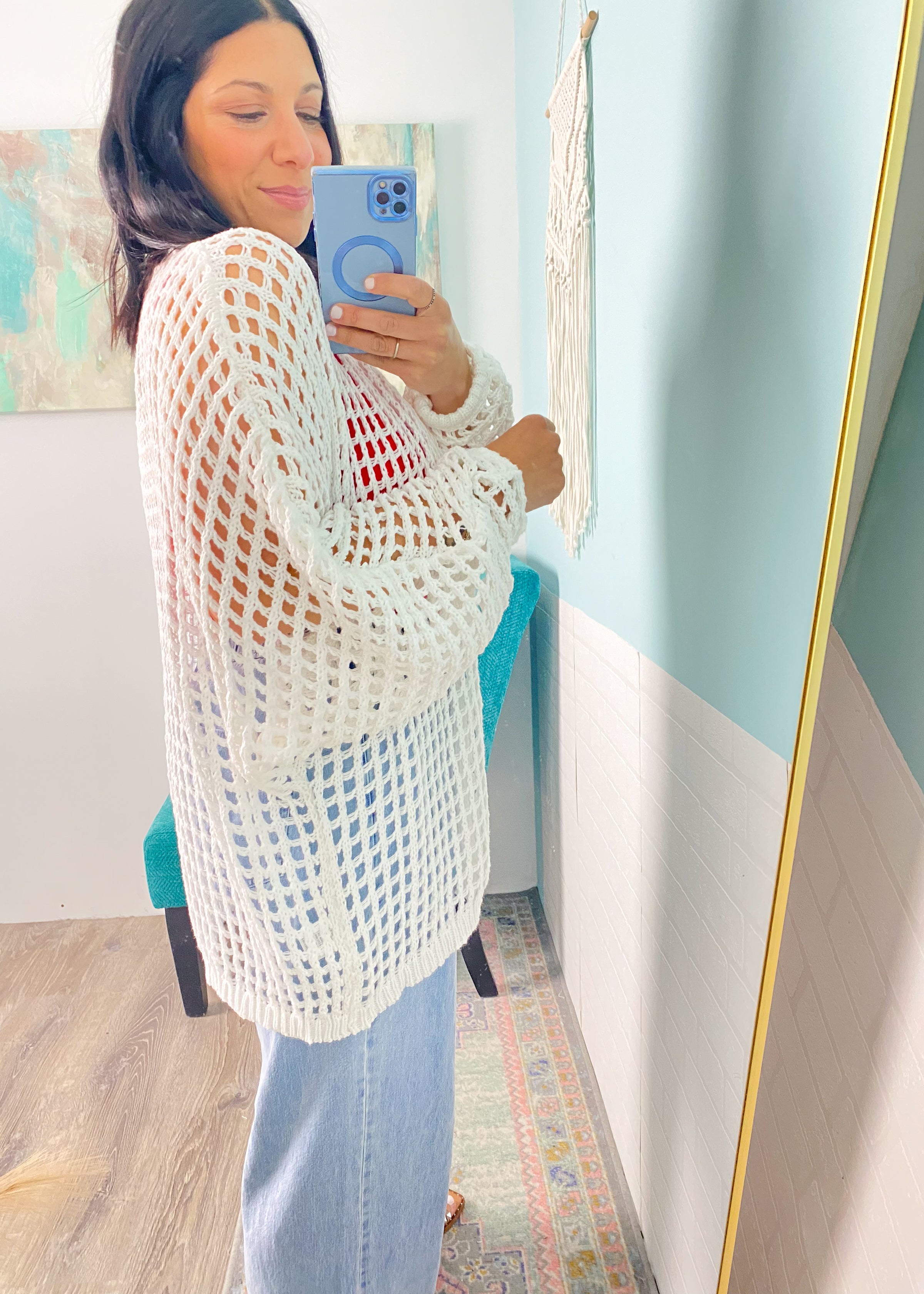 'The Cove' Ivory Oversized Soft Crochet Cardigan