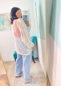 'The Cove' Ivory Oversized Soft Crochet Cardigan