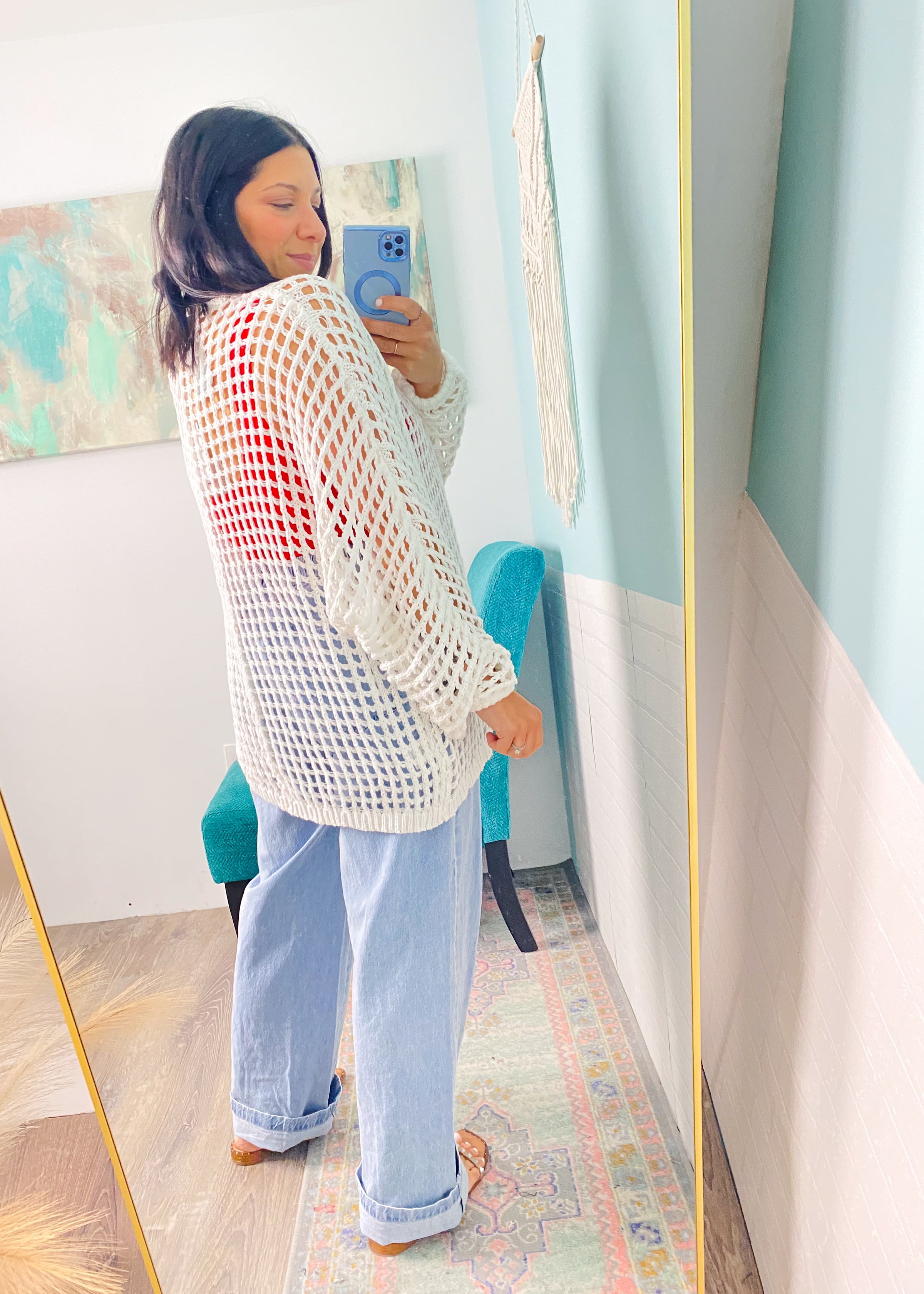 'The Cove' Ivory Oversized Soft Crochet Cardigan