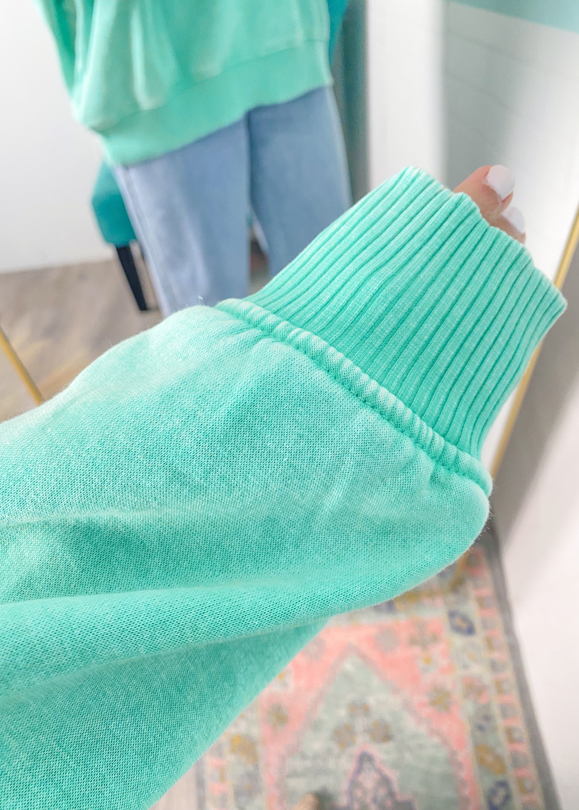 'Sea Glass' Mint Oversized Mineral Wash Sweatshirt