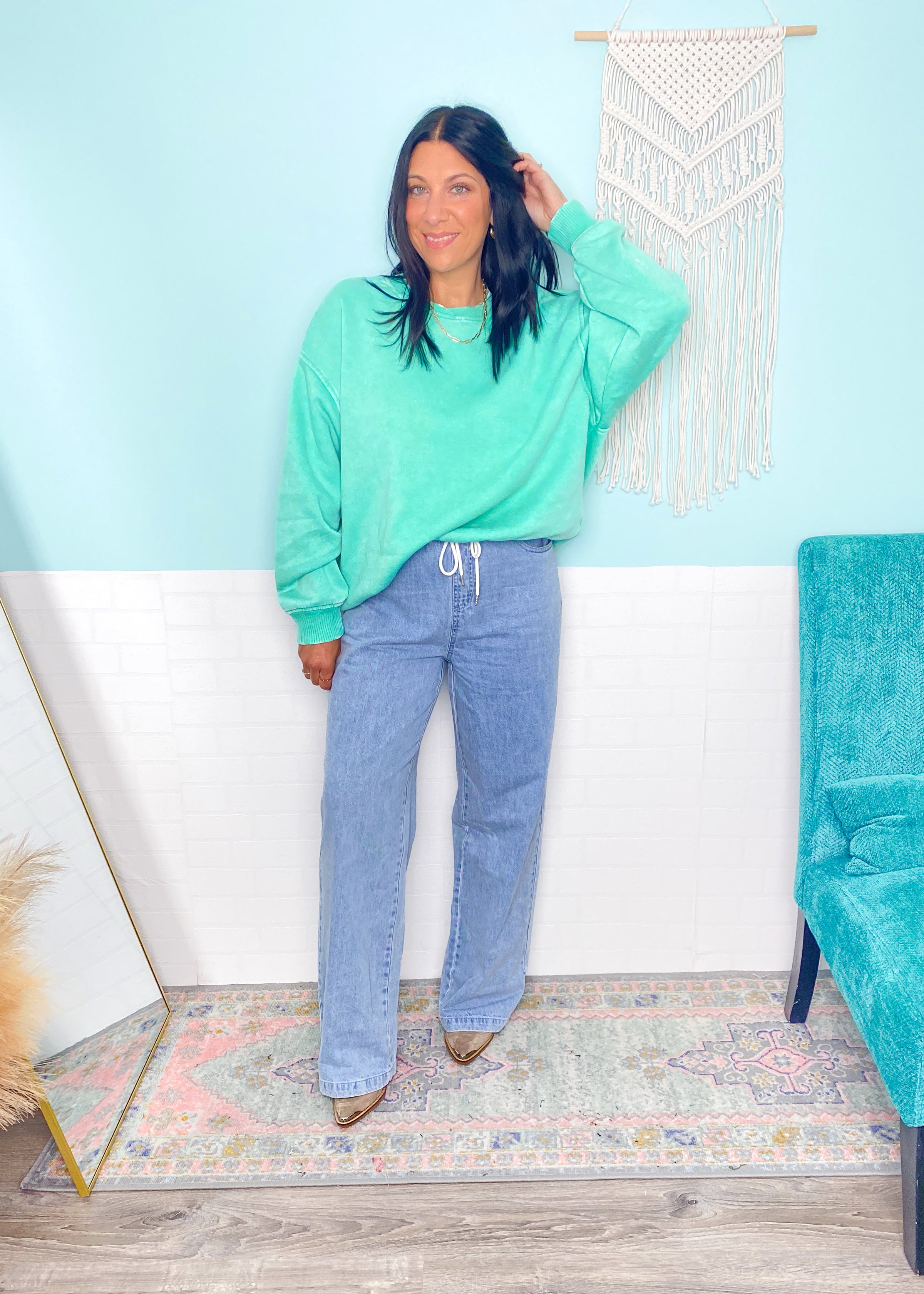 'Easy Does It' Soft Cotton Drawstring Jeans