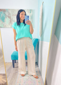 'The Flirt' Mint Short Sleeve Slouchy Sweater
