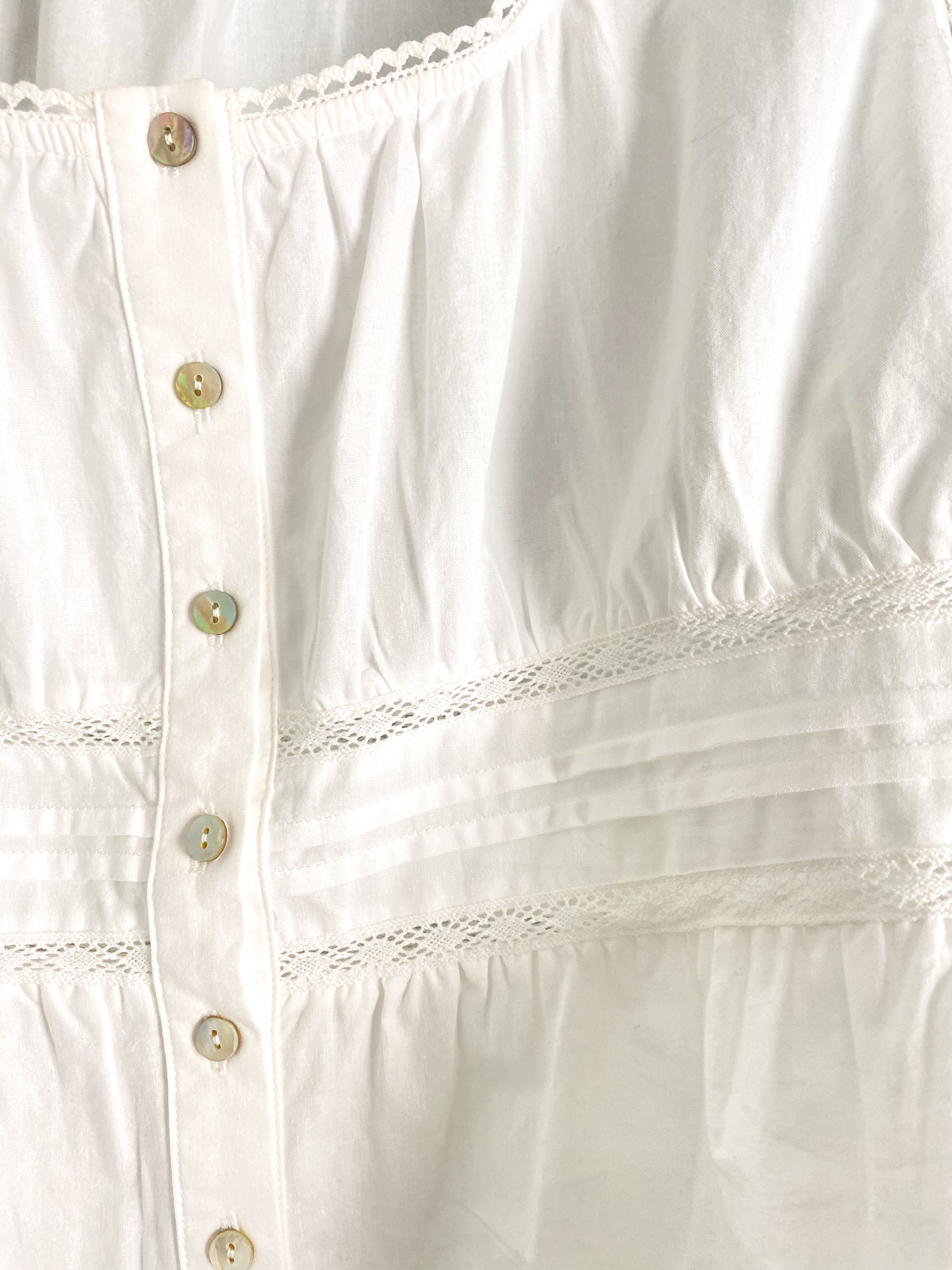 'Brunch Babe' Off White Eyelet Trim Peplum Top