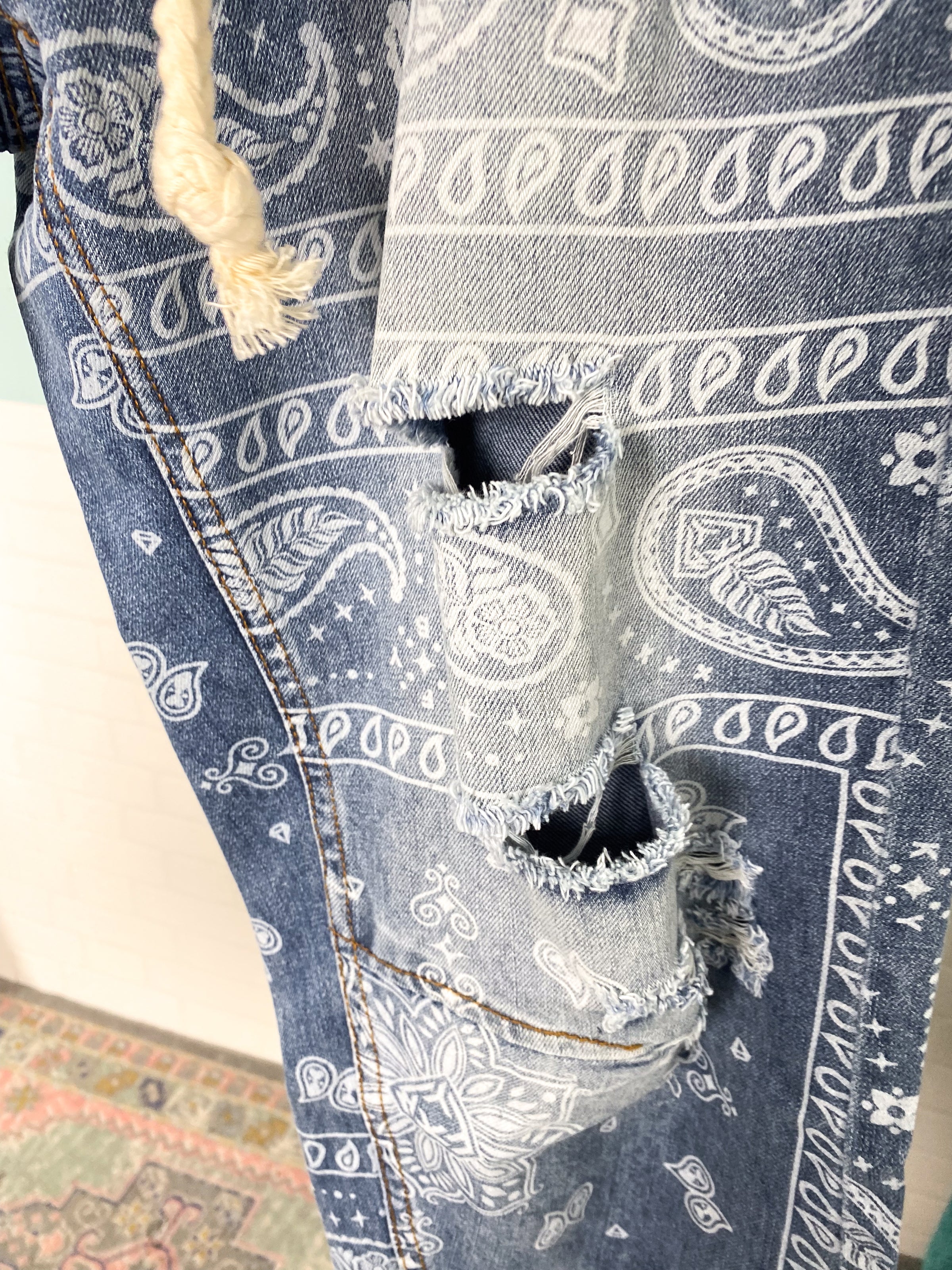 'Poppy' Paisley Printed Drawstring Jeans