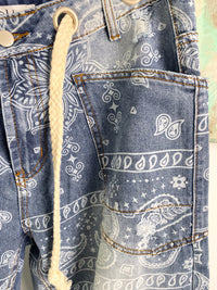 'Poppy' Paisley Printed Drawstring Jeans