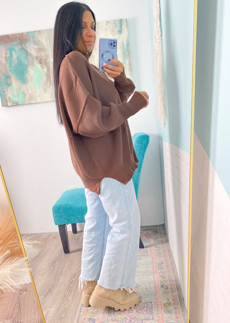 'Abigail' Chocolate Brown Oversized Sweater