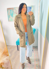 'Hidden Path' Olive Houndstooth Two-Fer Coat
