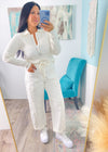 'Mina' Risen Cream Tie Front Slouchy Tapered Oversized Jeans