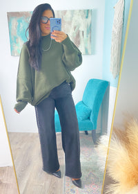 'Abigail' Dark Olive Oversized Sweater