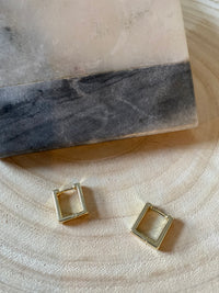 Square Gold Huggie Earrings